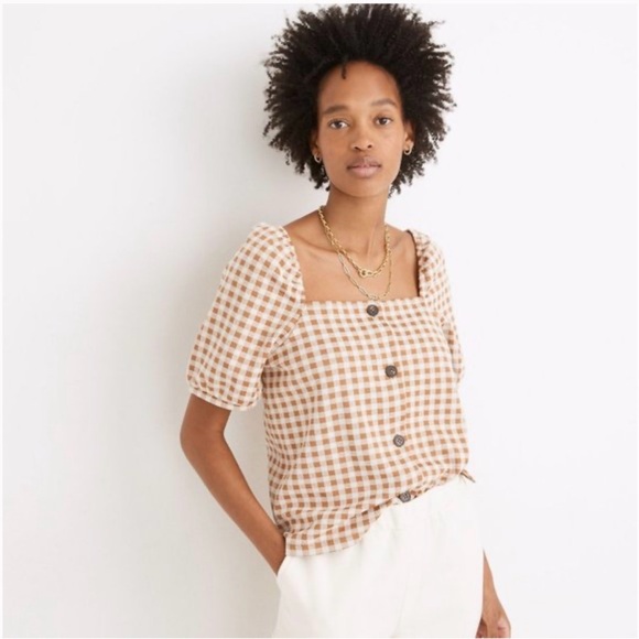 Madewell Gingham Blouse sz Med - Picture 1 of 9